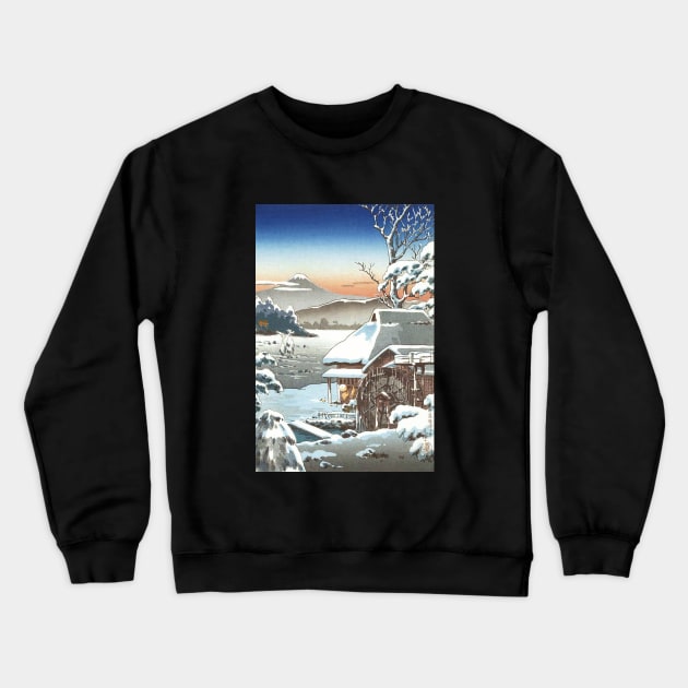 Snowy Farmyard in Yaizu by Tsuchiya Koitsu Crewneck Sweatshirt by Takeda_Art